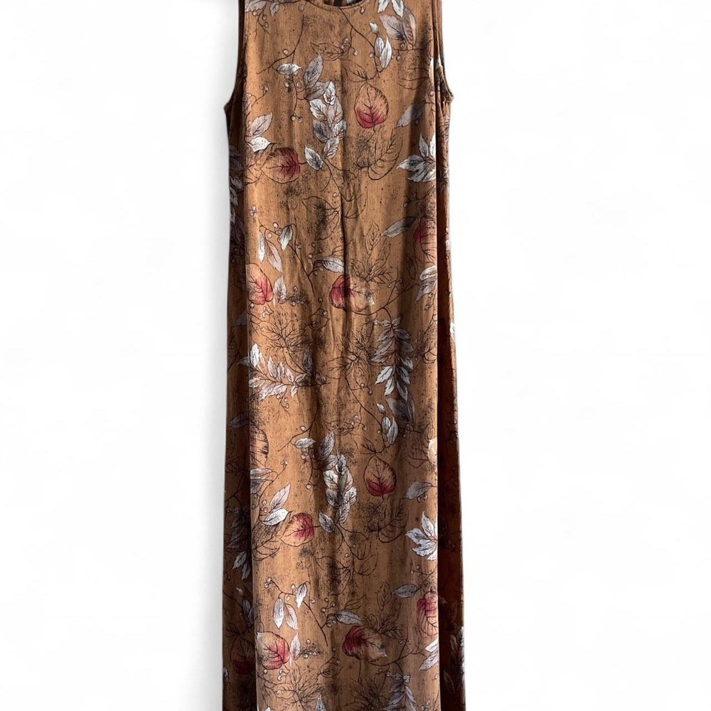 Vintage Kathie Lee Collection Fall Leaves Dress 100% Rayon Women's 12 90s